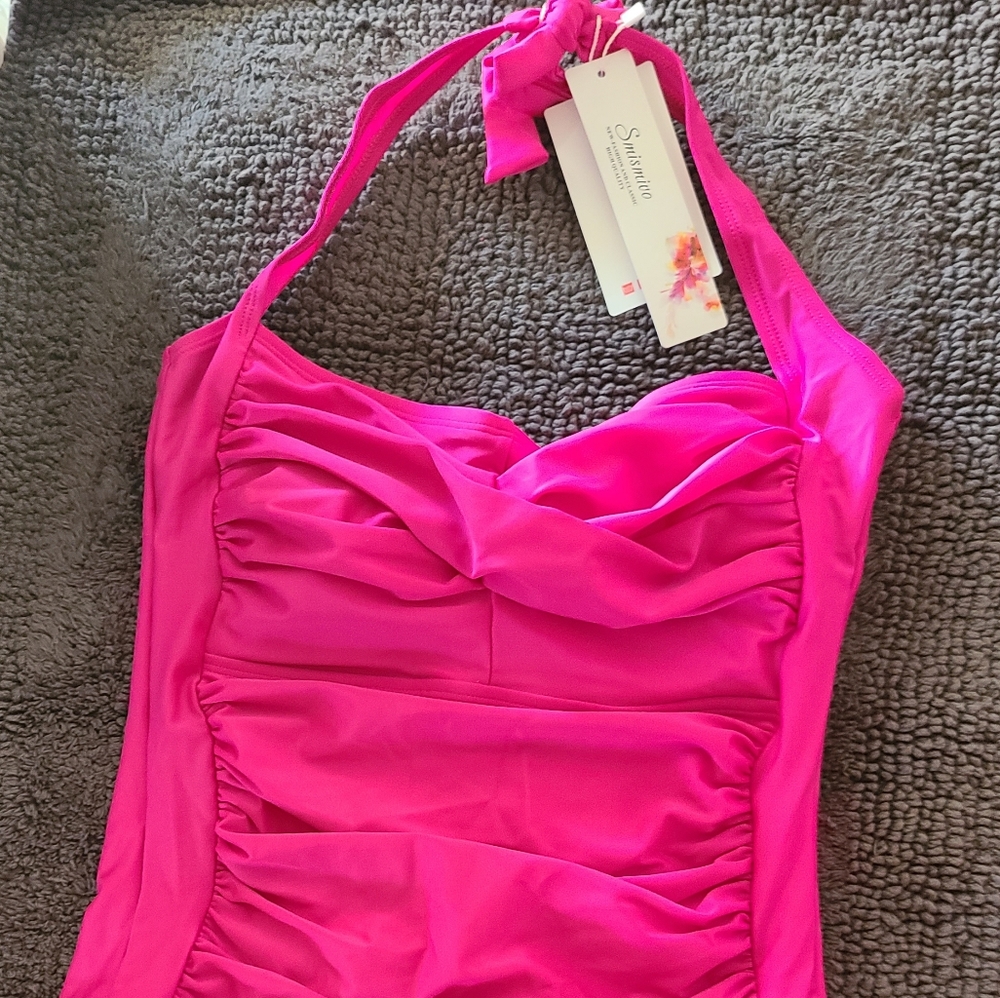 NWT pink one piece bathing swimsuit swim Sz Medium